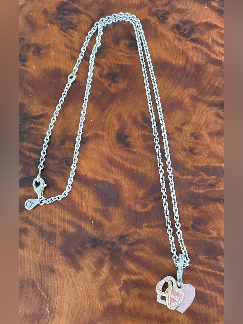 Pandora Infinity Heart Dangle Charm W Clear Accents & Pandora 925 Cable Chain